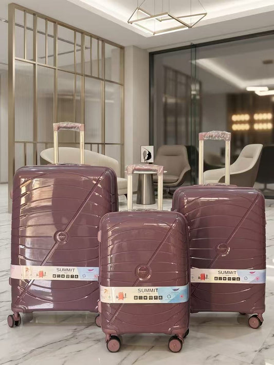 3 pices of set purple color  pp shell luggage bag